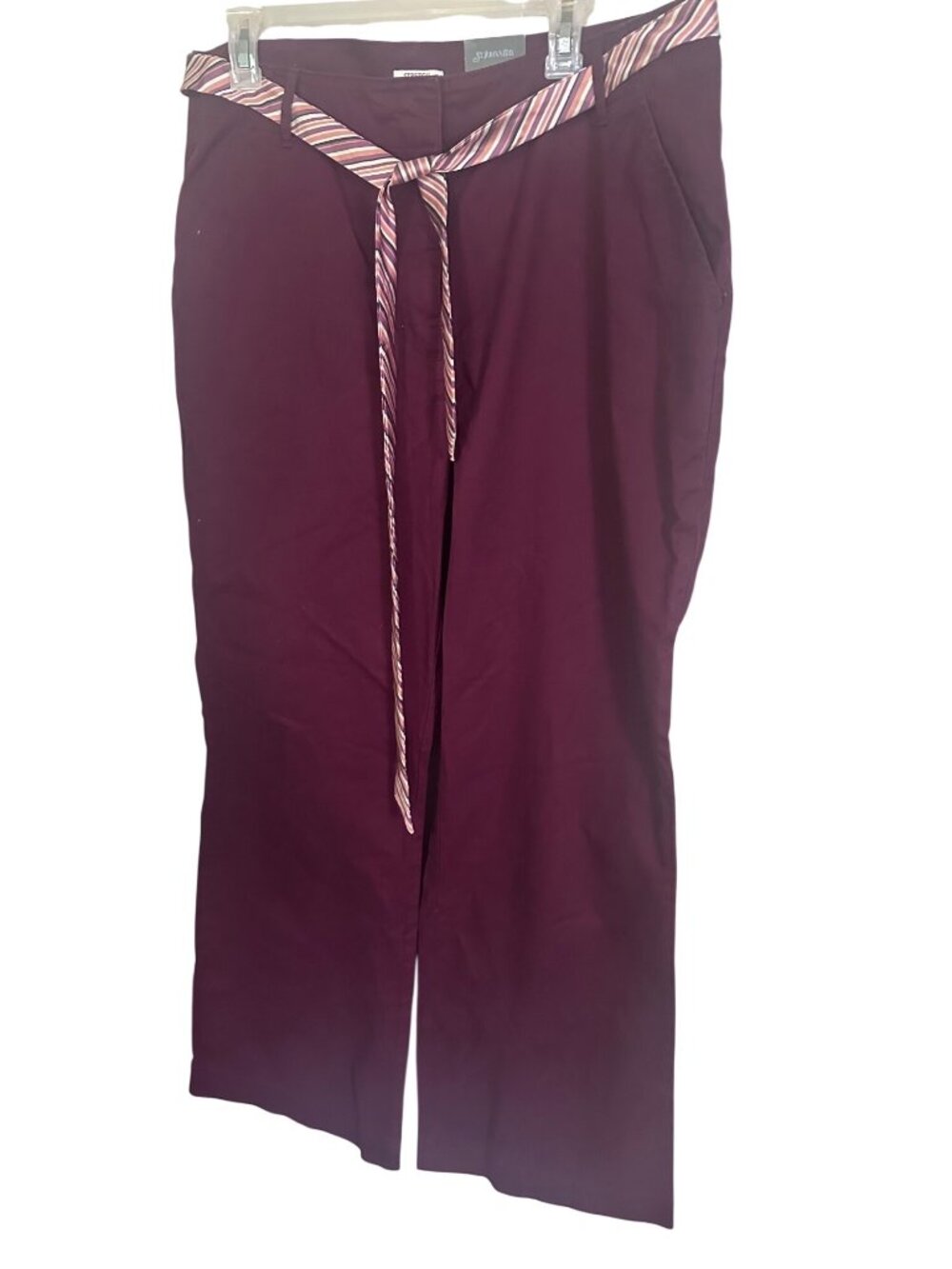 St. John’s Bay burgundy pants with stripped belt new with tags size 16